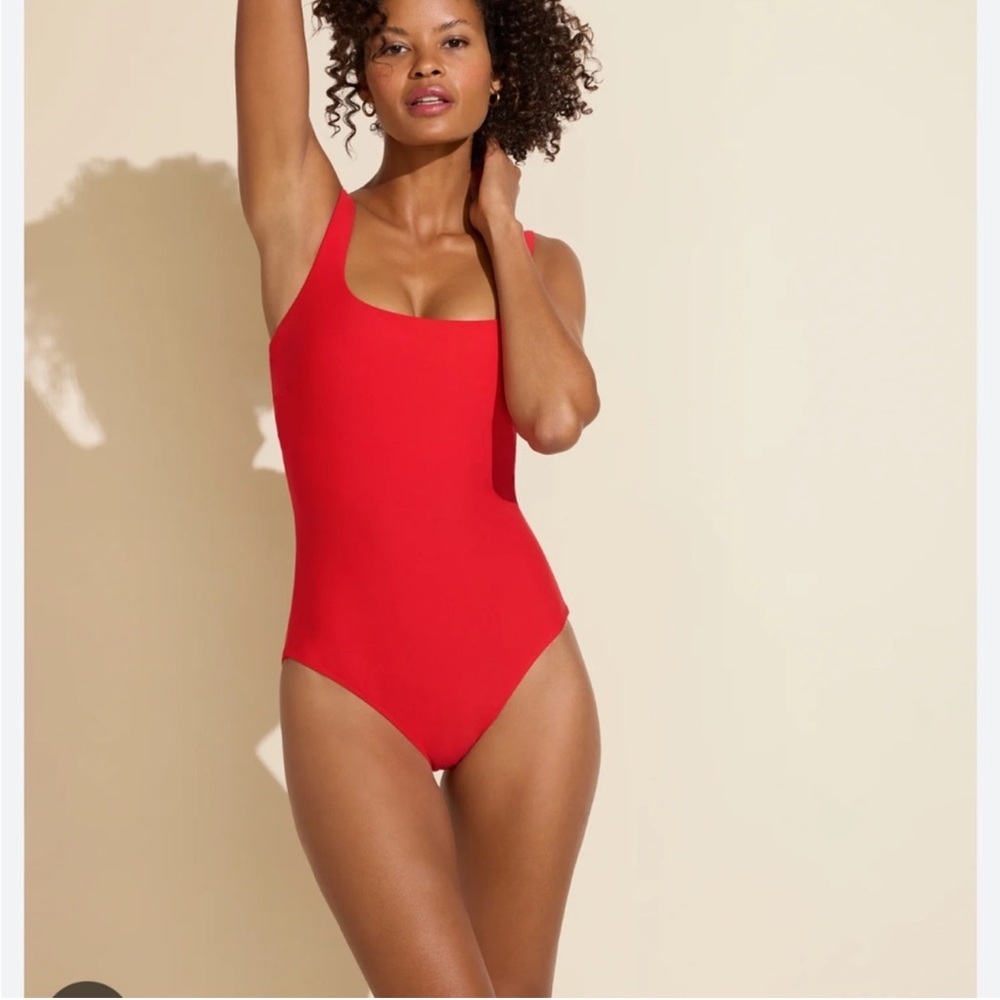 Stylest System Dream Sculpt Square Neck One Piece Shapewear Swimsuit Hot Red NEW